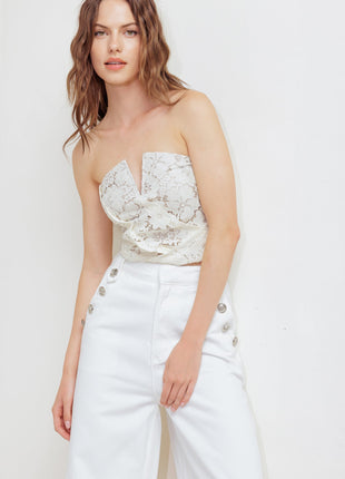 CHANTILLY FLAIR WOVEN LACE TUBE TOP