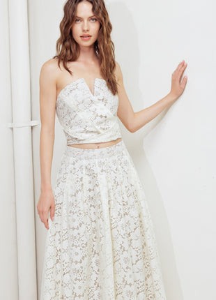 CHANTILLY FLAIR WOVEN LACE TUBE TOP