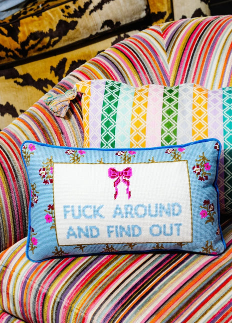 Fuck Around Needlepoint Pillow