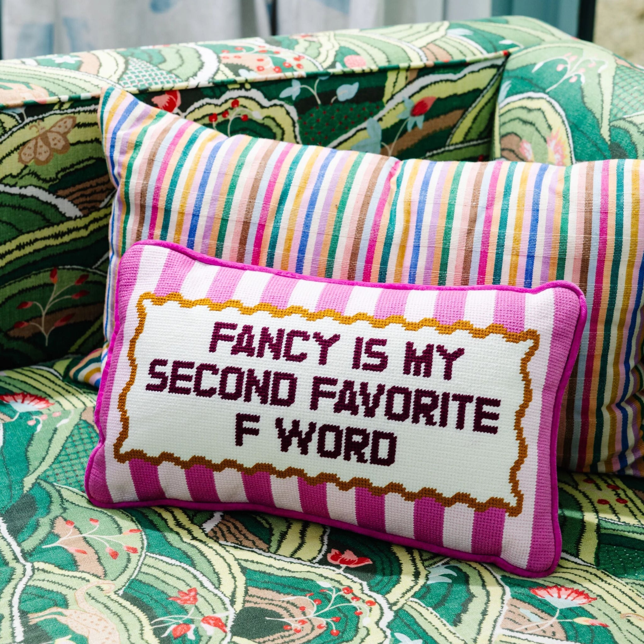 Fancy Needlepoint Pillow Needlepoint Furbish Studio