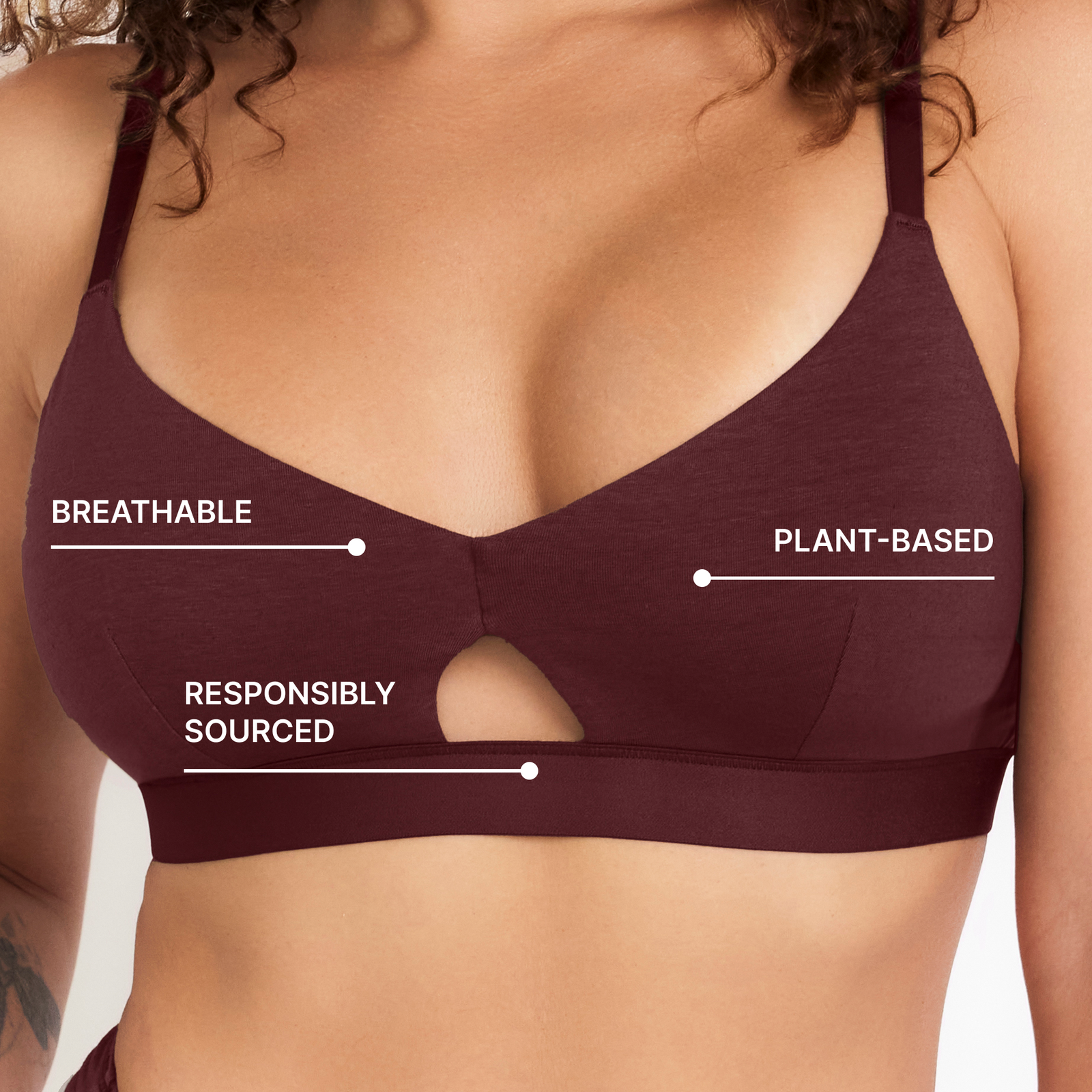 Keyhole Bra, in Sour Cherry Hemp Net Positive