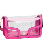 Solid Faux Leather Transparent Rectangle Shoulder Bag