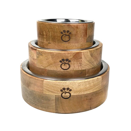 Mango Wood Single Pet Bowl