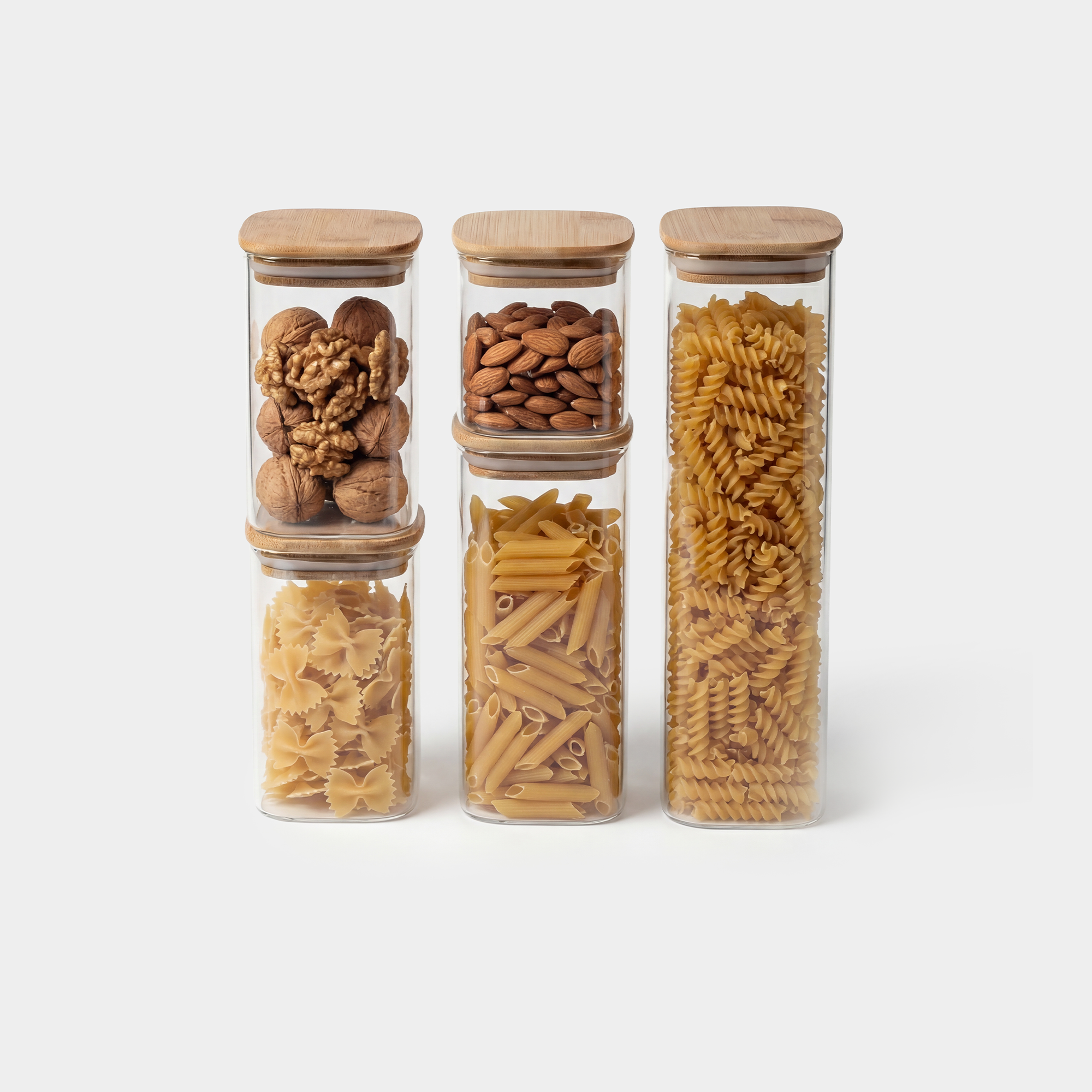 Bamboo Lid Glass Canister Set