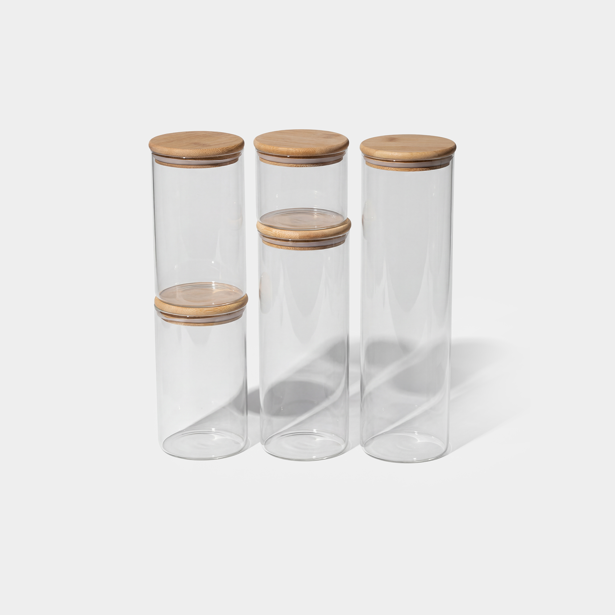 Bamboo Lid Glass Canister Set