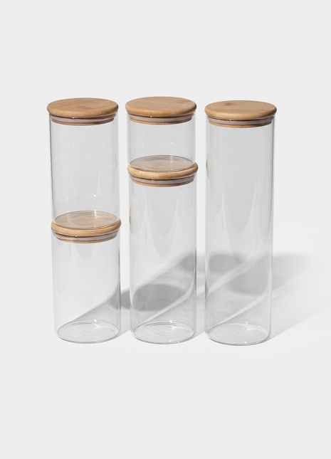 Bamboo Lid Glass Canister Set