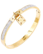 FOREVER LOVE Metal Lock Charm  Stainless Steel Evening Bracelet