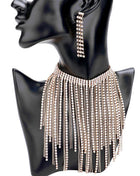 Rhinestone Fringe Bib Choker Necklace
