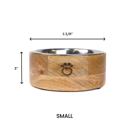 Mango Wood Single Pet Bowl