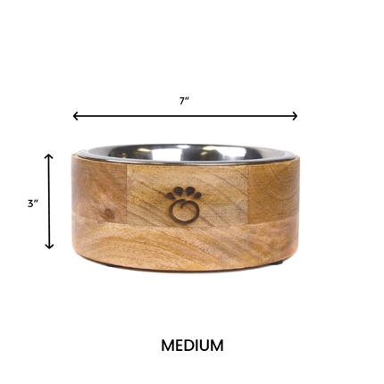 Mango Wood Single Pet Bowl