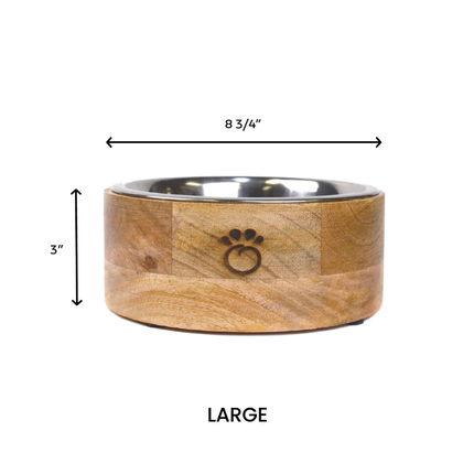 Mango Wood Single Pet Bowl