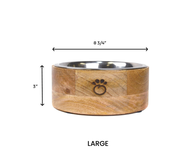 Mango Wood Single Pet Bowl