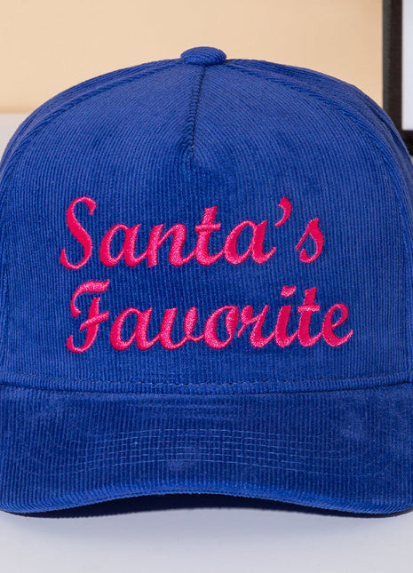 SANTAS FAVORITE Message Embroidered Five Panel Canvas Snapback Baseball Cap