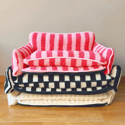 The Striped Double Layer Memory Foam Pet Sofa Lounger