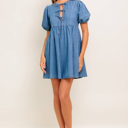 SUNSET GETAWAY DENIM MINI DRESS