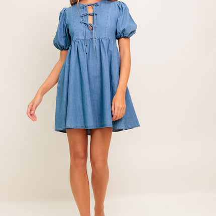 SUNSET GETAWAY DENIM MINI DRESS