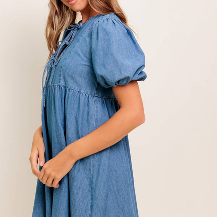 SUNSET GETAWAY DENIM MINI DRESS