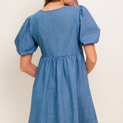 SUNSET GETAWAY DENIM MINI DRESS