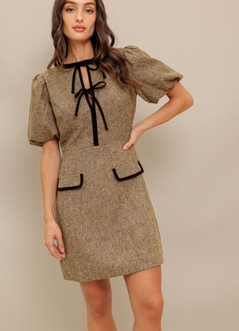MADEMOISELLE MODE WOVEN WEED MINI DRESS