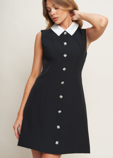 LOVELY MOMENT BLACK WOVEN MINI DRESS