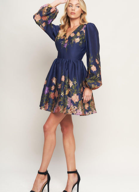 NOCTURNE IN BLOOM WOVEN MINI DRESS
