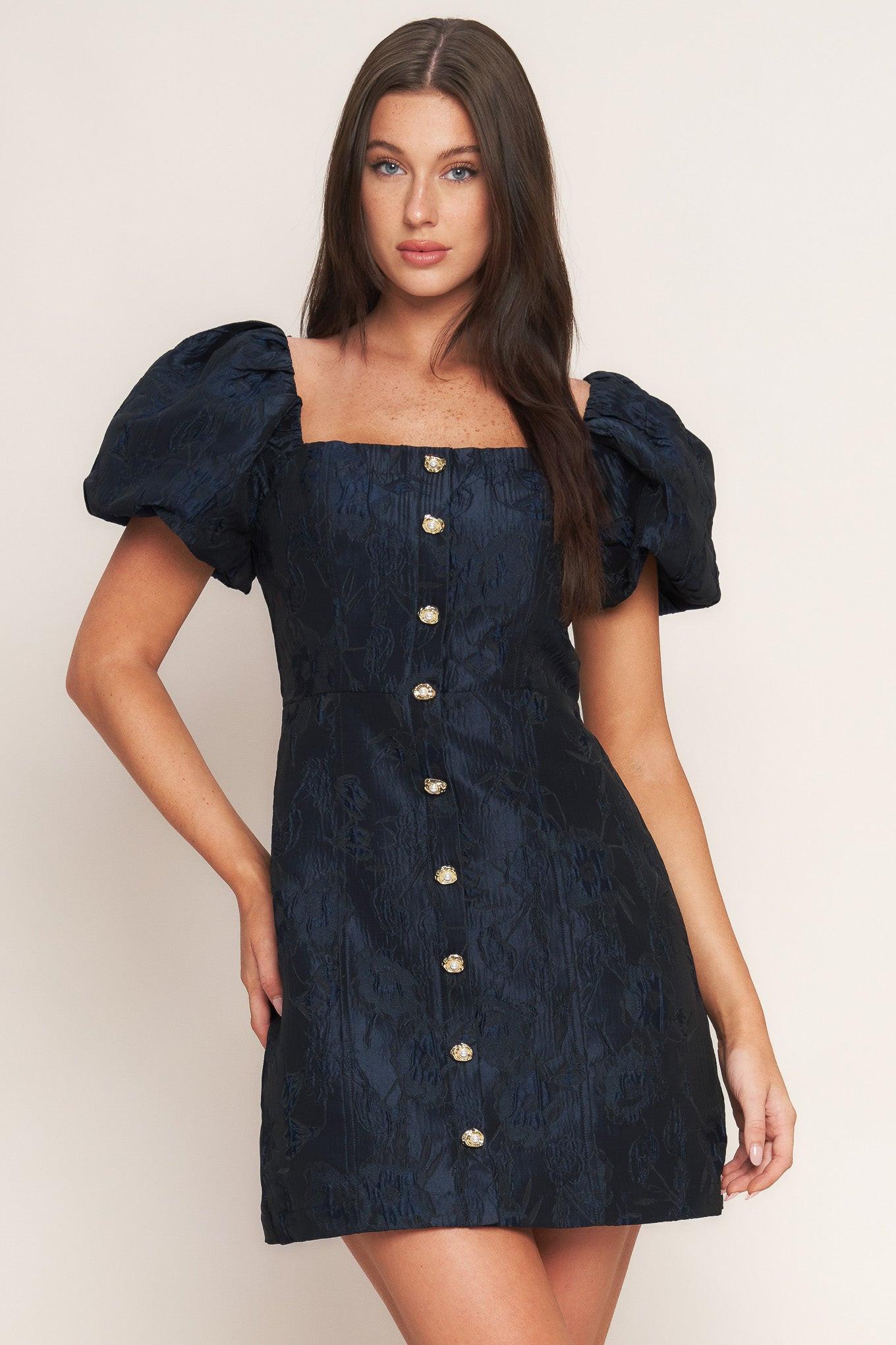 GOLDEN MOON NAVY MINI JACQUARD DRESS