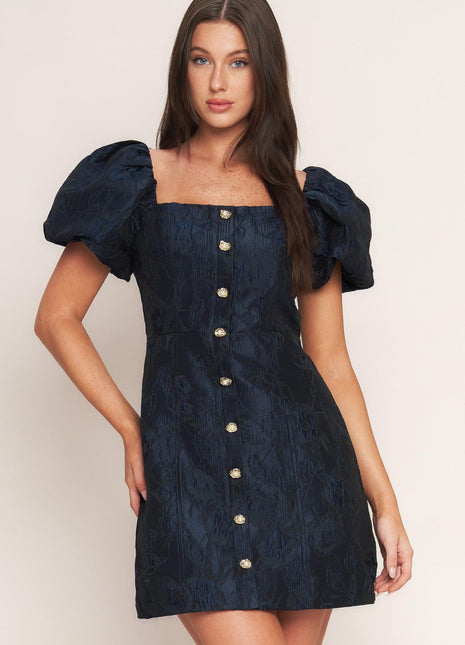 GOLDEN MOON NAVY MINI JACQUARD DRESS