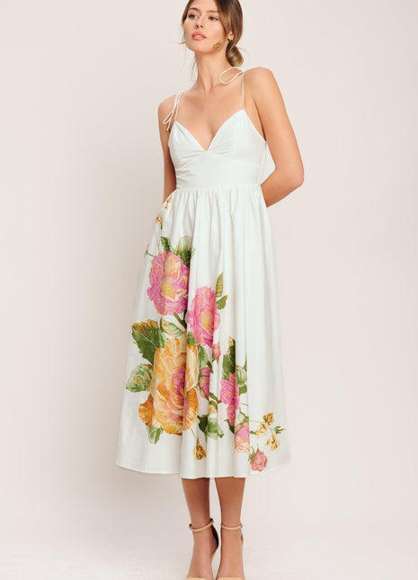 POETIC BLOOM WOVEN MIDI DRESS
