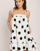 RUNWAY POLKA WOVEN MINI DRESS