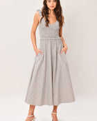 SWEET STRIPE WOVEN MIDI DRESS