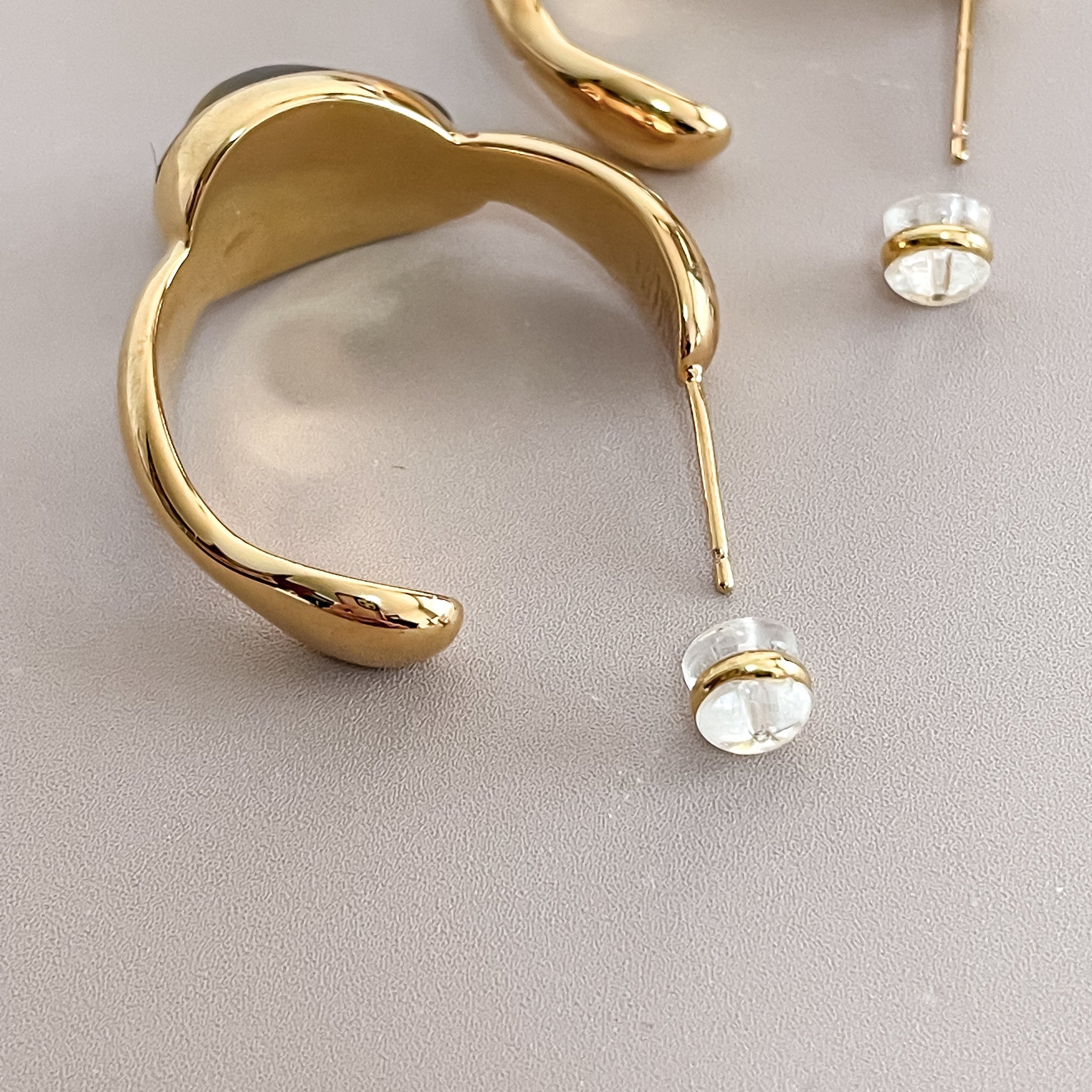 Natural Tiger's Eye Mini Hoop Earrings, 18k Gold Plated Earrings Trendsi