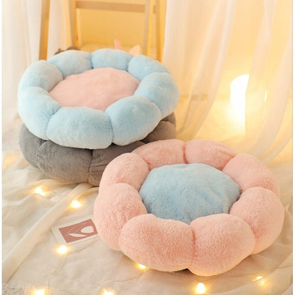 Autumn Winter Plus Velvet Thick Round Flower Cat Litter Kennel