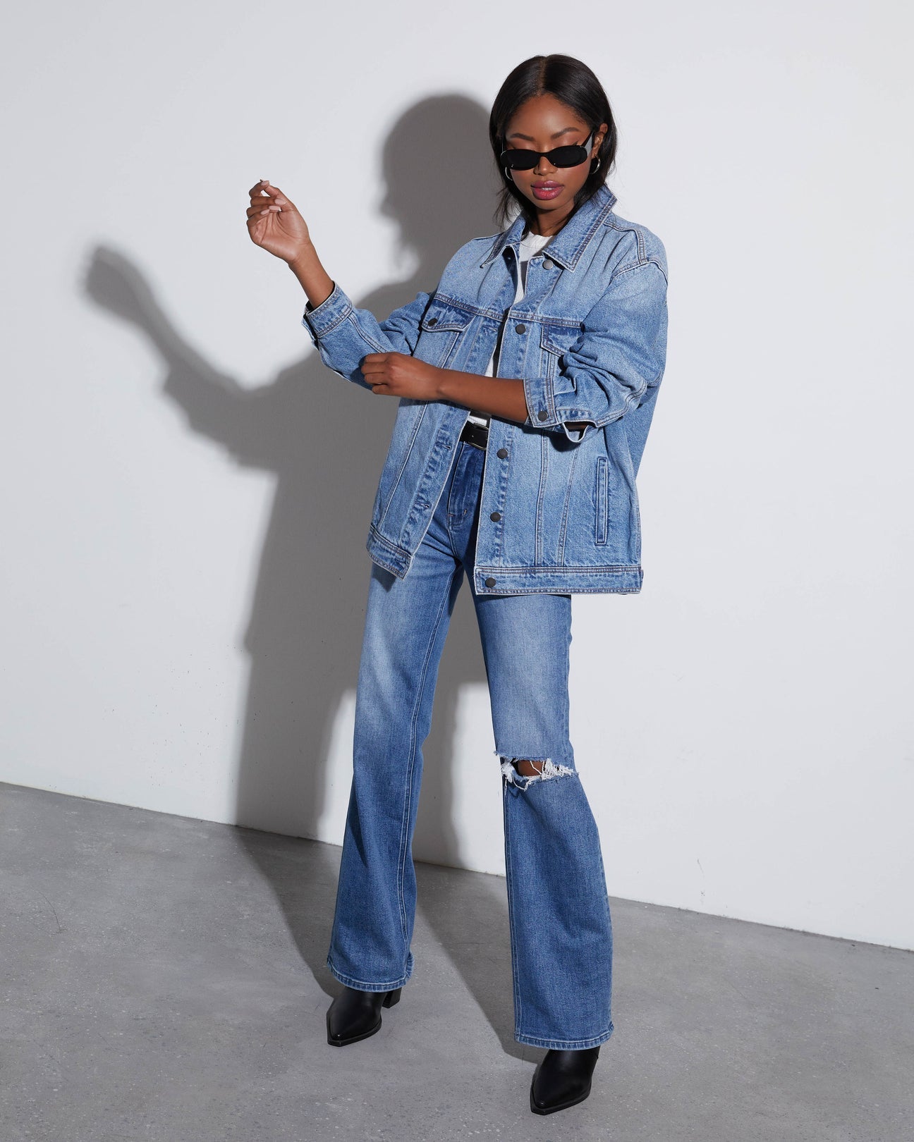 The Oversized Button-up Denim Jacket Outerwear Trendsi