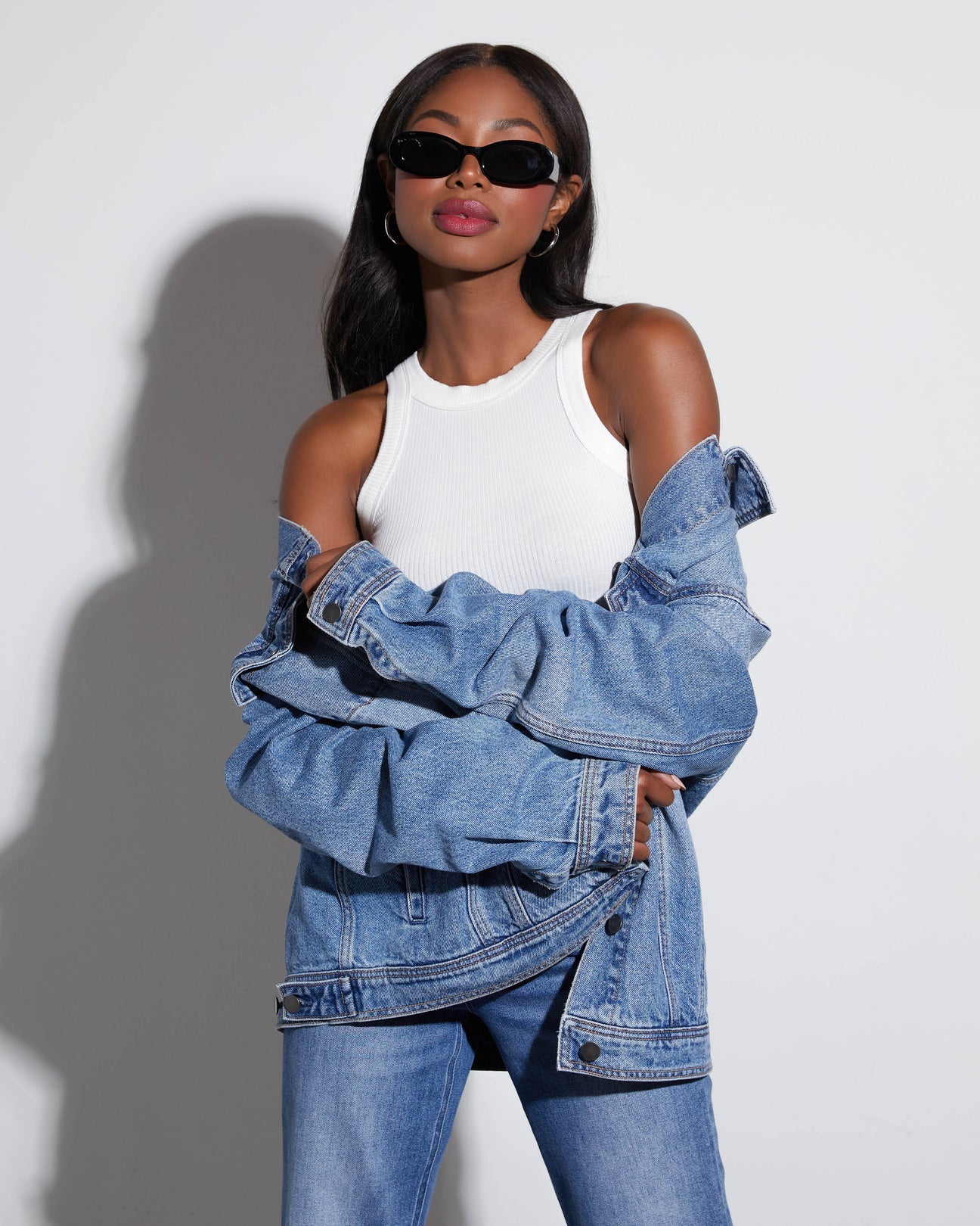 The Oversized Button-up Denim Jacket Outerwear Trendsi