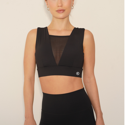 I Am Treasured Mesh Panel Quick Dry Butter Black Bra