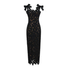 Black Floral Lace Midi Dress