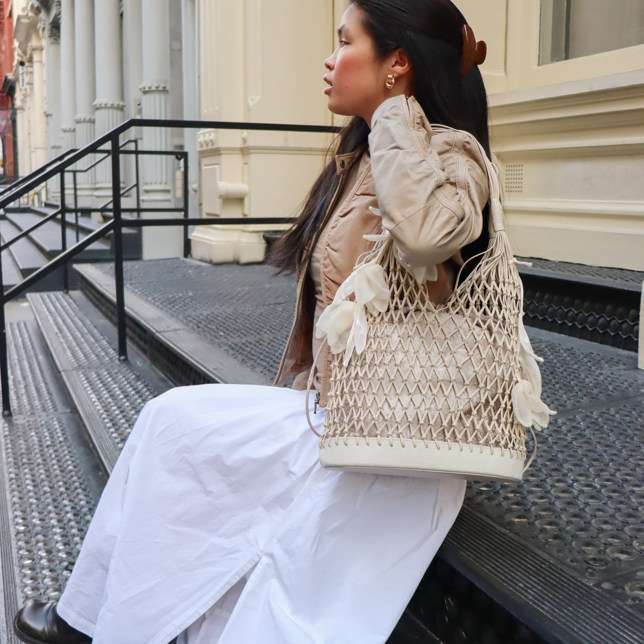 Secret Garden Macramé Tote Bag with Removable Pouch
