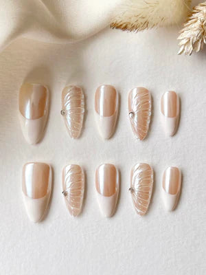 Milky French Pearlescent Handmade Press on Nails