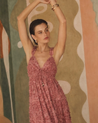 TWILIGHT ROSETTE WOVEN MAXI DRESS