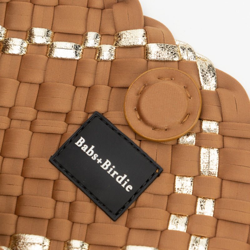 The Charli | Almond Gold Large Woven Neoprene Tote with Wristlet Bags Babs+Birdie