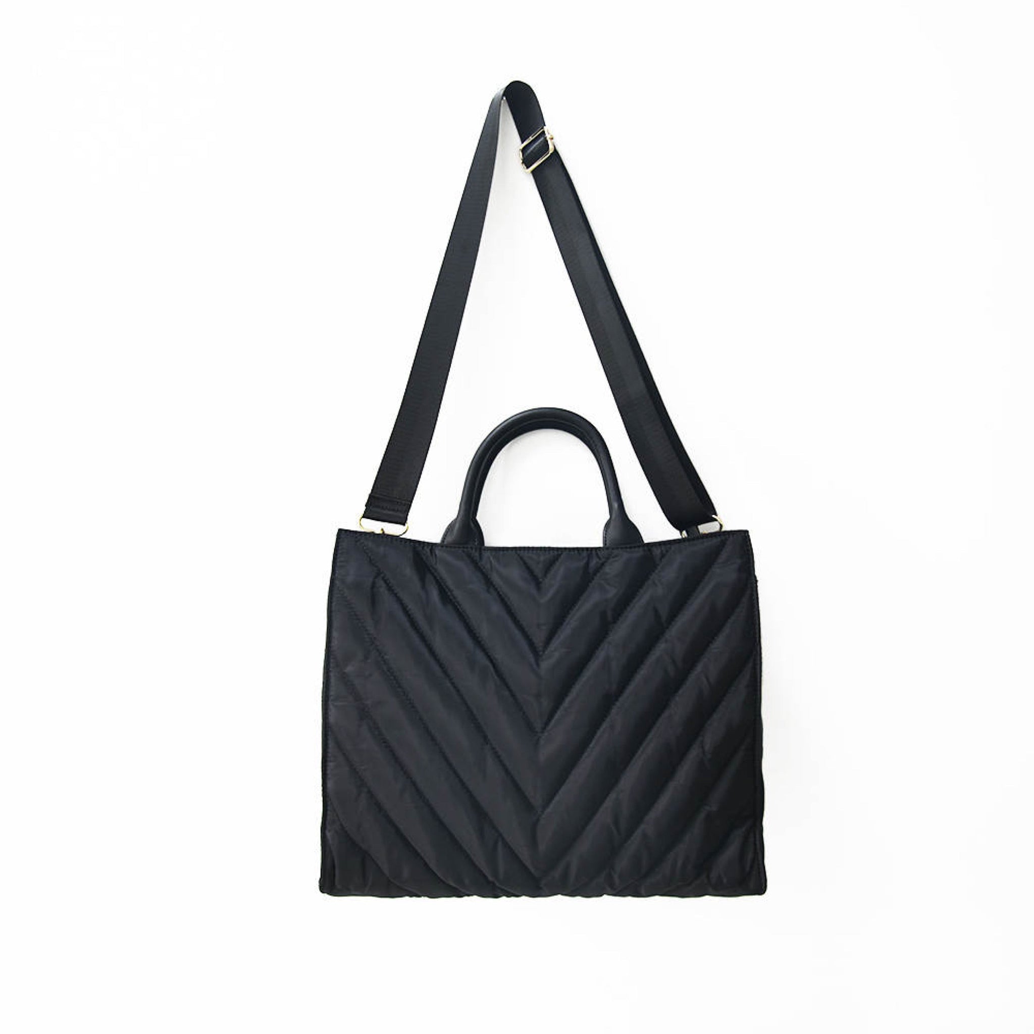 The Carmen | Chevron Stripe Large Puffer Tote Bags Babs+Birdie