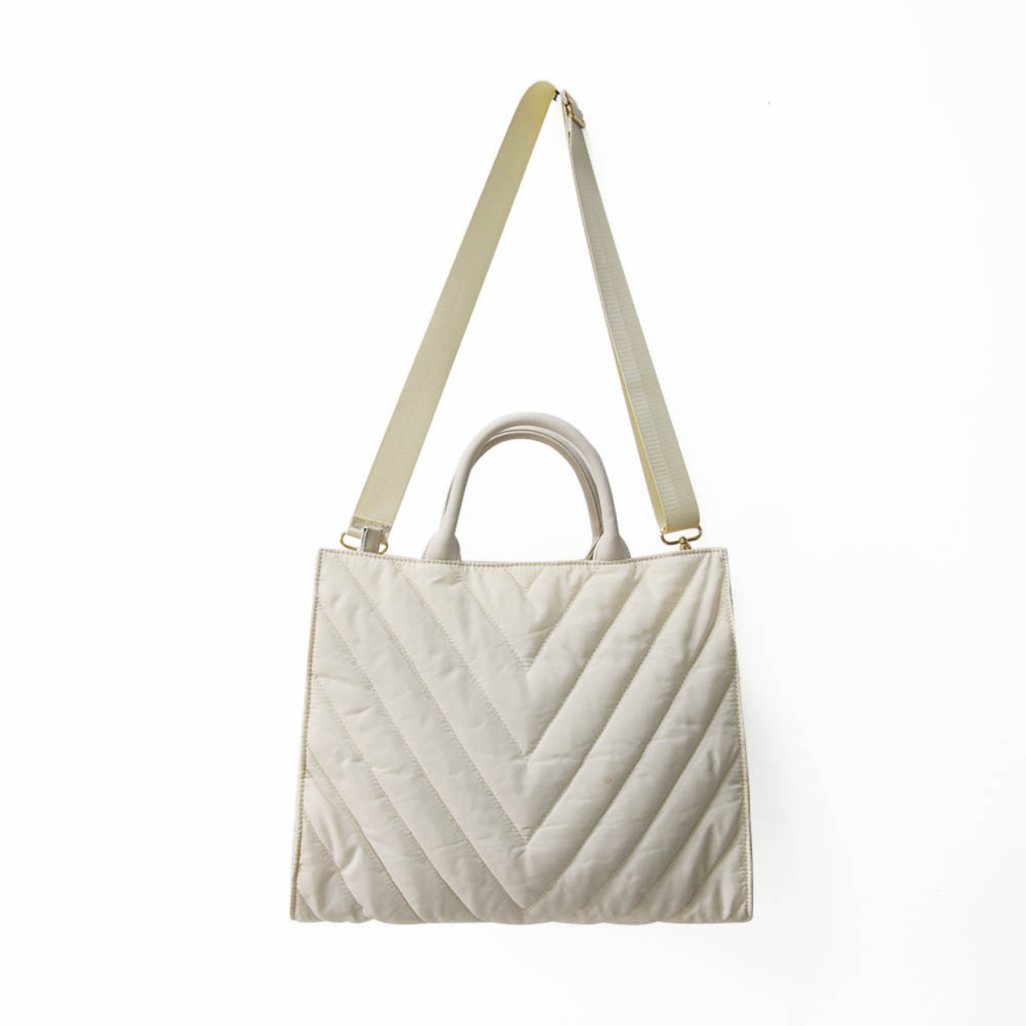 The Carmen | Chevron Stripe Large Puffer Tote Bags Babs+Birdie