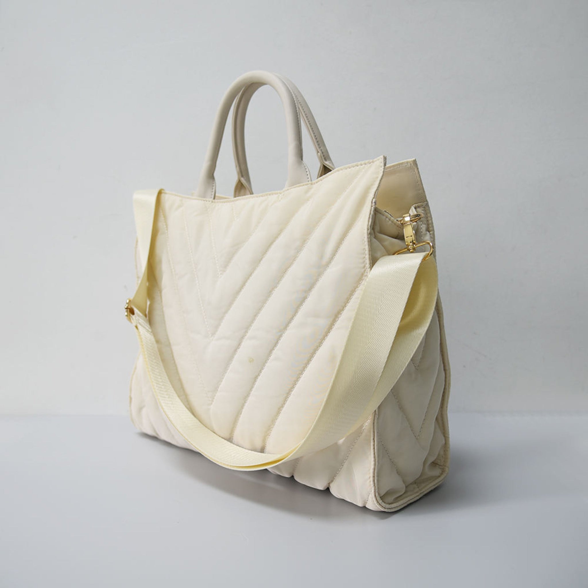 The Carmen | Chevron Stripe Large Puffer Tote Bags Babs+Birdie