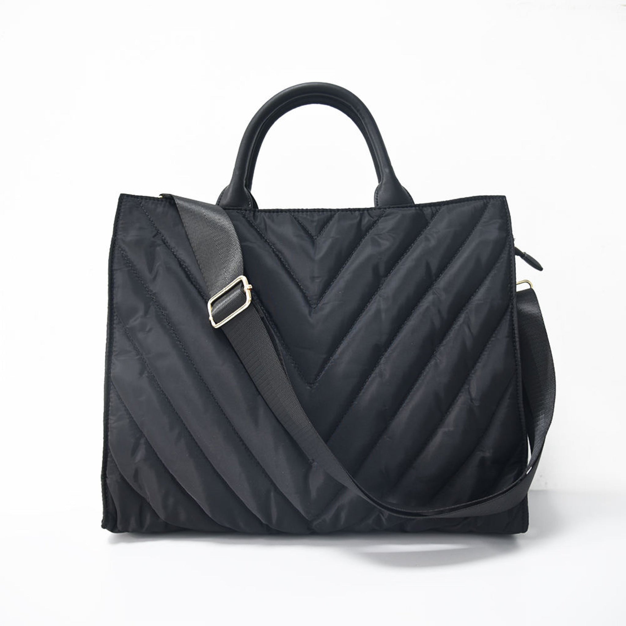 The Carmen | Chevron Stripe Large Puffer Tote Bags Babs+Birdie
