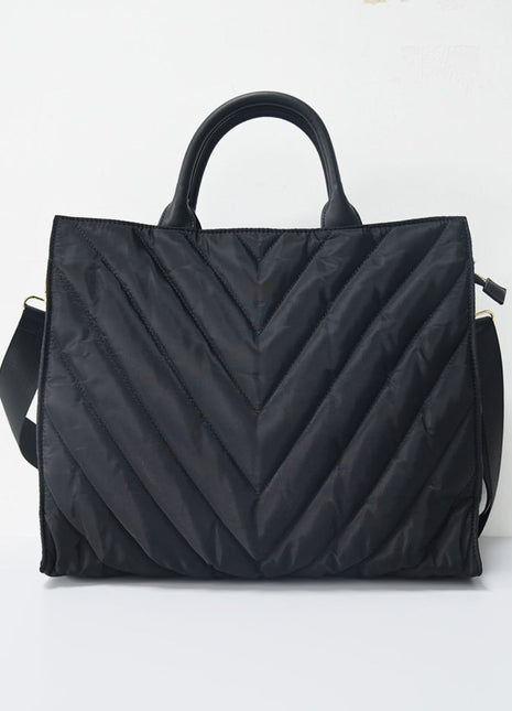 The Carmen | Chevron Stripe Large Puffer Tote