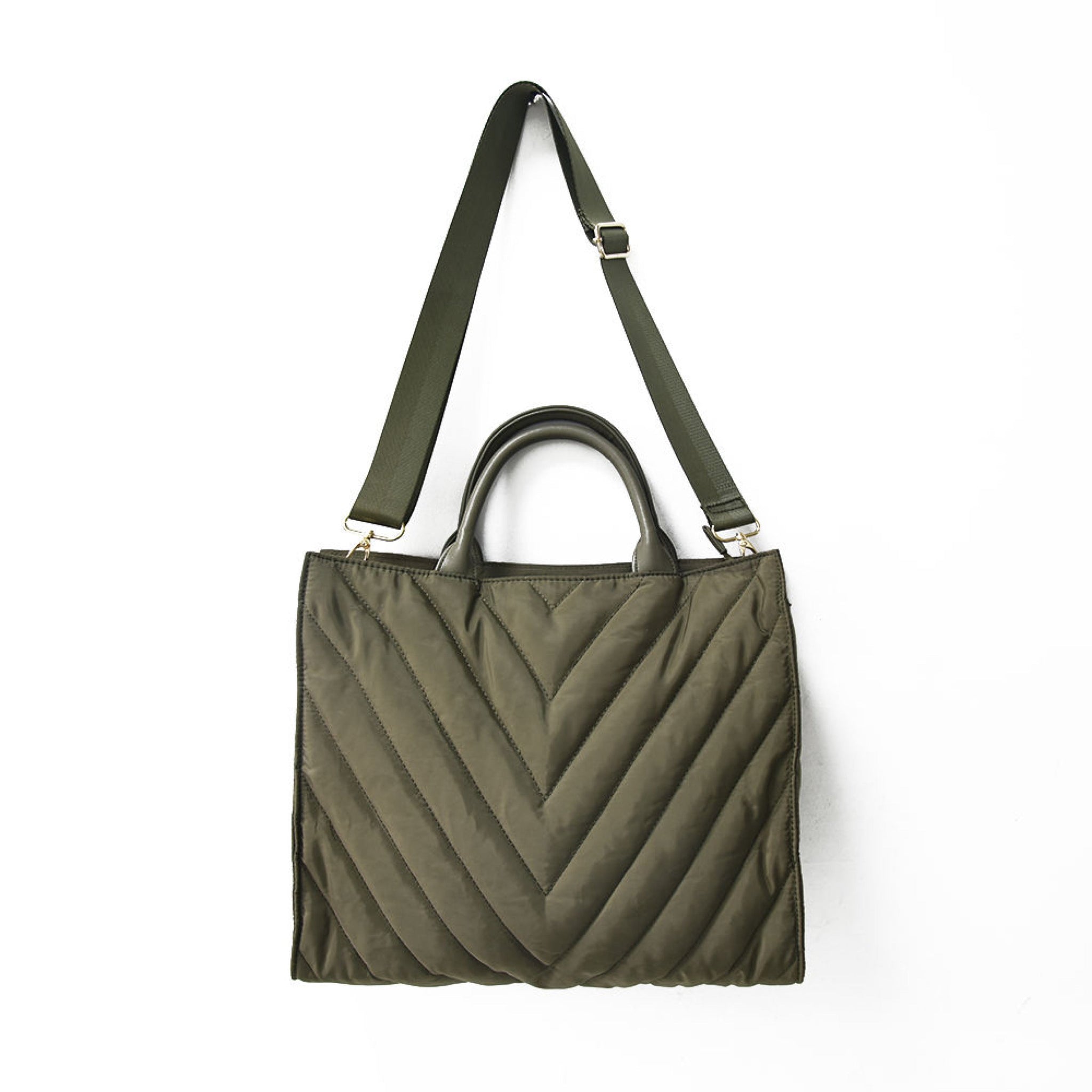 The Carmen | Chevron Stripe Large Puffer Tote Bags Babs+Birdie