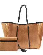 The Aniella Large Neoprene Tote - Chestnut Brown Velvet