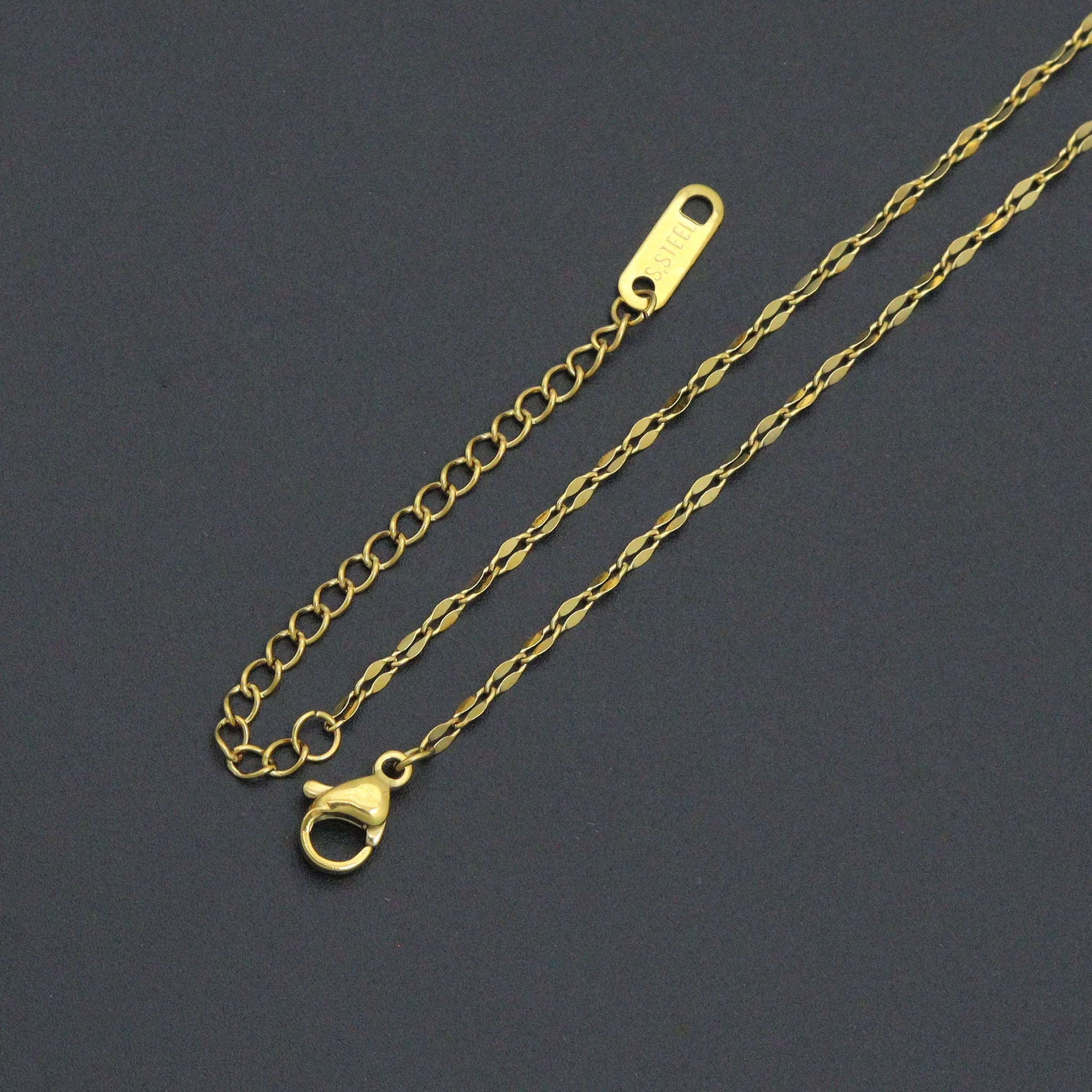 Mother of Pearl Shell Pendant Gold Dainty Link Adjustable Necklace , Sku#BXG17