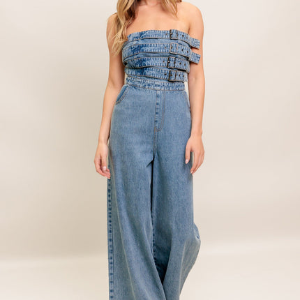 URBAN HARNESS DENIM JUMPSUIT