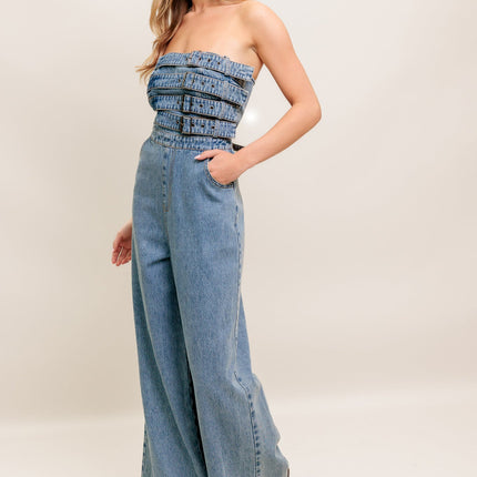 URBAN HARNESS DENIM JUMPSUIT